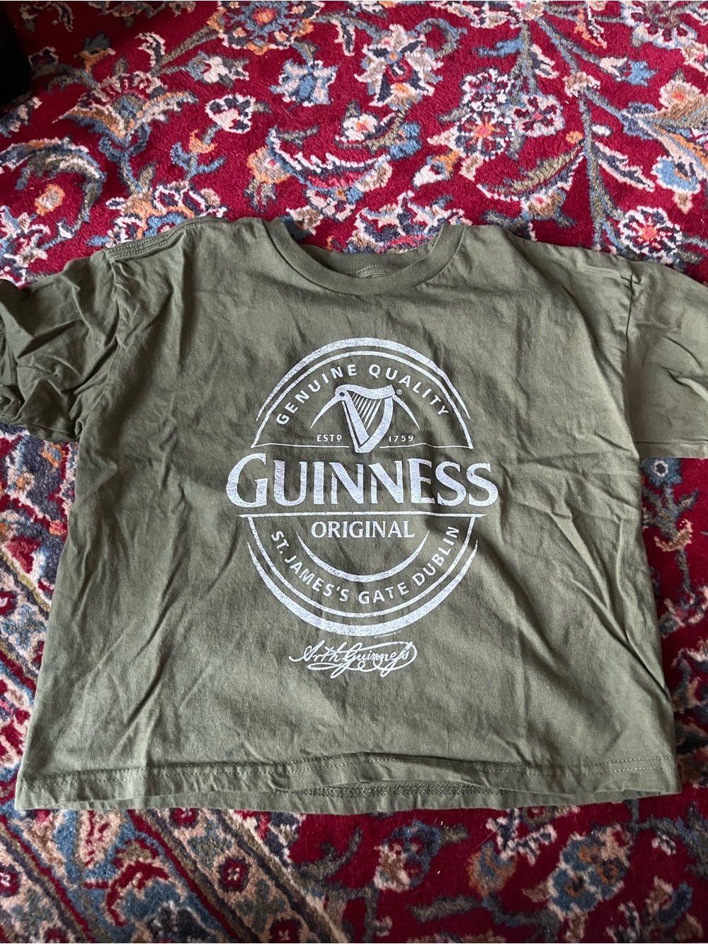 Guinness Olive Green Logo Crewneck Tee
